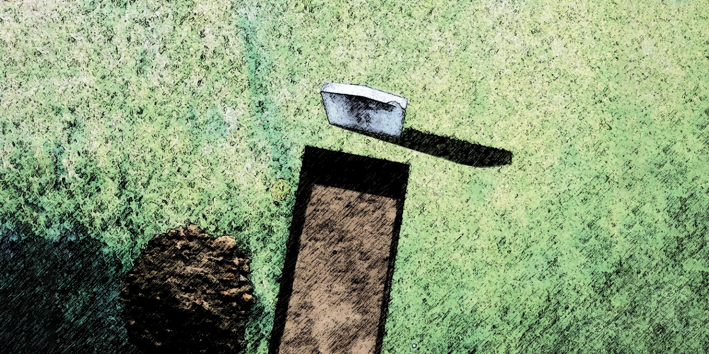 an aerial view of a gravesite