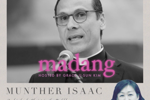 Image of Munther Isaac on Madang podcast logo